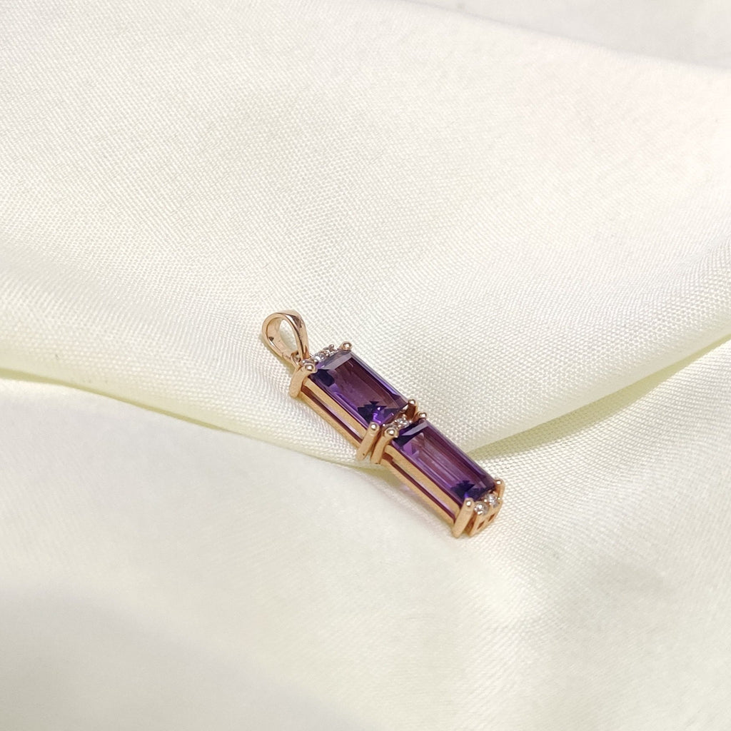 3.09Cts. Natural Amethyst 14k Gold Statement Pendant Jewelry