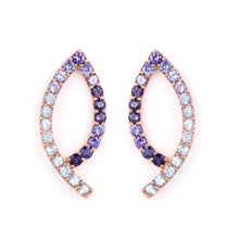 Load image into Gallery viewer, 14K Solid Gold Natural Gemstone Blue Ombre Drop Earrings,