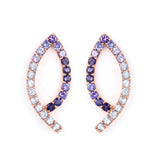 14K Solid Gold Natural Gemstone Blue Ombre Drop Earrings,