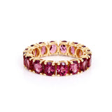 7.21 Cts. Natural Rhodolite Garnet Eternity Band Gold 14K Statement Ring Jewelry