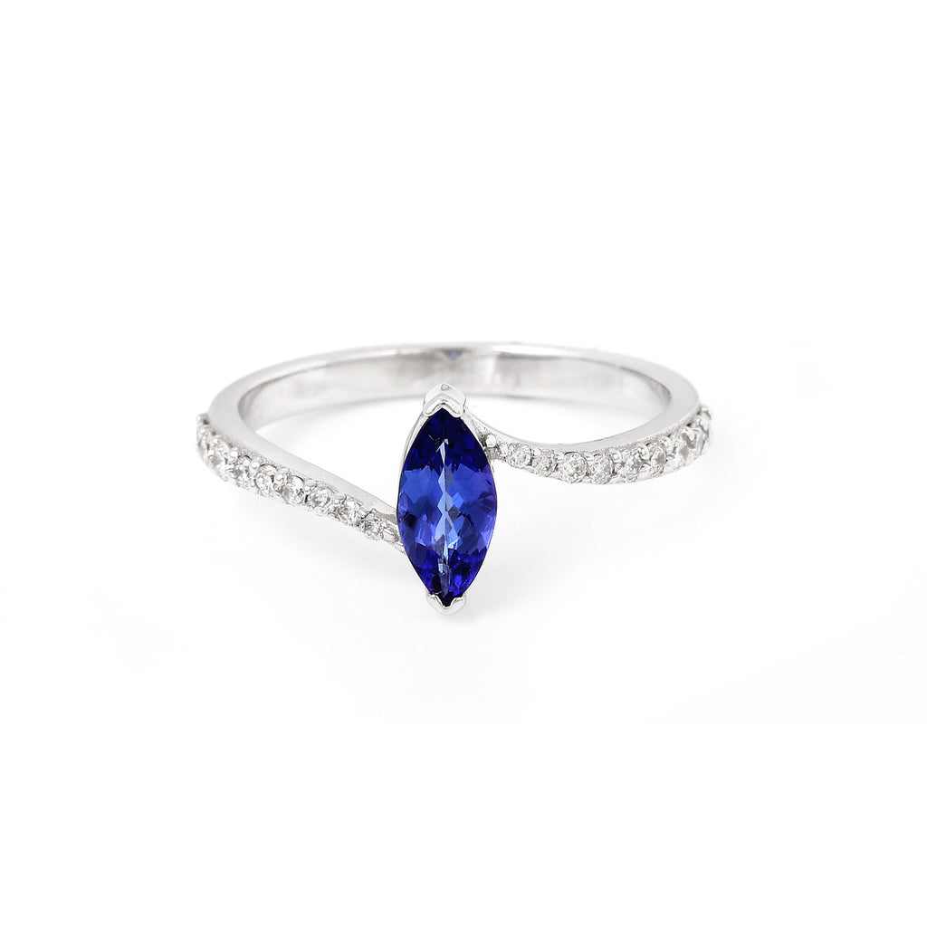0.72 Cts. Tanzanite Marquise Gold Ring Jewelry