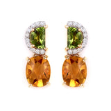 6.908 Cts. Natural Peridot And Citrine 14k Gold Dainty Drop Earring Jewelry