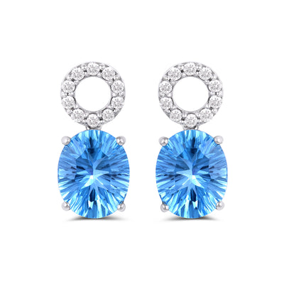 7.07 Cts. Natural Blue Topaz 14k Gold Statement Earring Jewelry