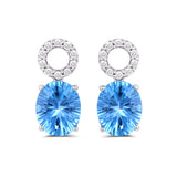 7.07 Cts. Natural Blue Topaz 14k Gold Statement Earring Jewelry