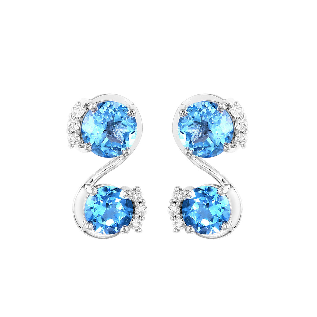 8.074 Cts. Natural Blue Topaz 14k Gold Statement Earring Jewelry