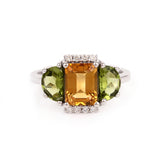 3.01Cts. Natural Citrine And Peridot 14k Gold Ring Jewelry