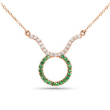 Earth Sign Taurus 14K Gold Tsavorite Chain Necklace with Diamonds