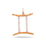 Gemini Zodiac 14K Gold Chain Necklace with Yellow Sapphire & Diamonds