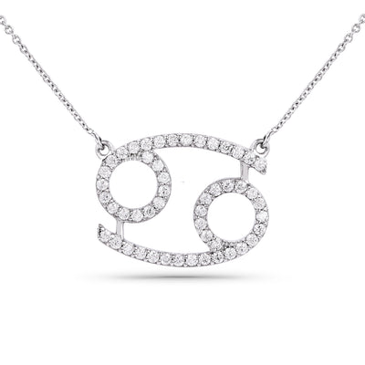 Moissanite Zodiac 14K White Gold Necklace For Cancerians