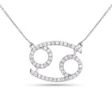Moissanite Zodiac 14K White Gold Necklace For Cancerians