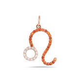 Leo Luck Zodiac Neckpiece With Orange Sapphires & Diamonds in 14K Gold