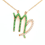 Virgo 14K Gold Necklace Featuring Luminous Diamonds & Tsavorites