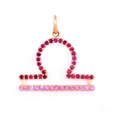 Libra Light Amulet With Pink Sapphires & Ruby in 14K Gold
