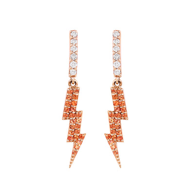 14K Orange Sapphire & Diamond Flash Earring