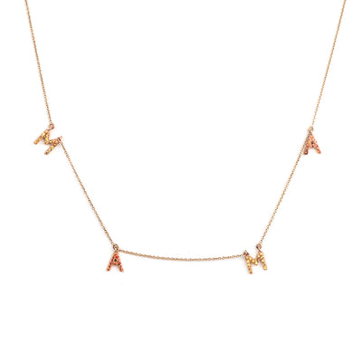 MAMA Personalized Light Weight Gold Necklace With Sapphires