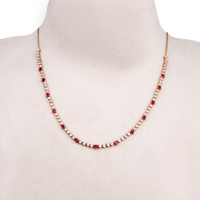 Ruby & Diamonds Fancy 14K Gold Necklace