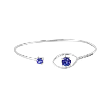 Blue Evil Eye Bracelet with Tanzanite ,Diamond & 14k White gold