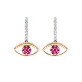 Ruby & Diamond Evil Eye 14K Earring