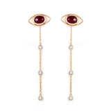 Evil Eye Dangle Gold Earring With Ruby & Diamond