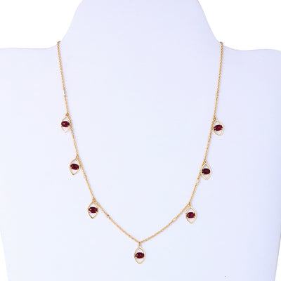 Ruby Evil Eye Charm Gold Necklace With Diamond Accent