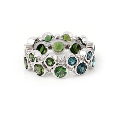 Tourmaline & Diamond 14K White Gold Promise Band