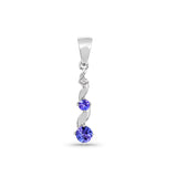 Wavy Pattern 14K White Gold Pendant with Tanzanite and Diamond