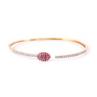 Snaky Rubies Gold Bracelet With Sparkling Diamonds