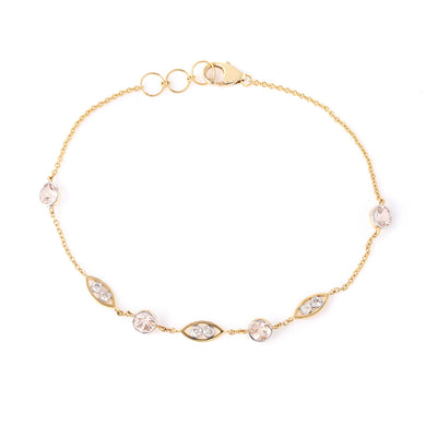Minimalist Morganite 14K Gold Bracelet With Diamonds