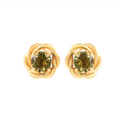 Twirling Peridot Earrings In 14K Yellow Gold