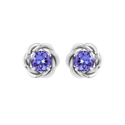 Solo Tanzanite 14K White Gold Twist Earrings
