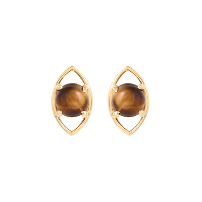 Protective Tiger's Eye Gold Earrings