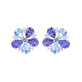 Blossom Bash with Tanzanite & Aquamarine Gold Earrings With Diamonds