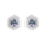 Unheated Hexa-Tanzanite Sparkle Studs In 14K White Gold
