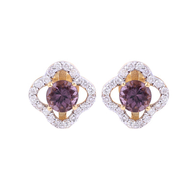 Lovely Lavender Spinel Vine Earrings With Diamonds