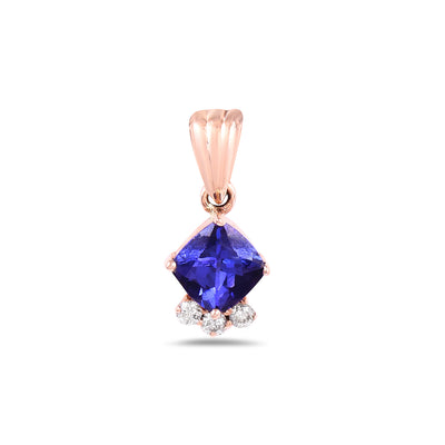 Kite Shape Tanzanite 14K Rose Gold Pendant with Diamonds