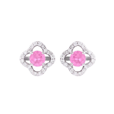 Flora Love Valentine Gold Earring with Pink Spinel & Diamonds