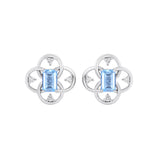 14K White Gold Aquamarine Aura Studs With Diamonds