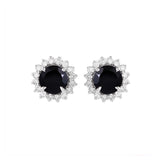 Black Onyx With Diamonds in 14K Gold Statement Earring