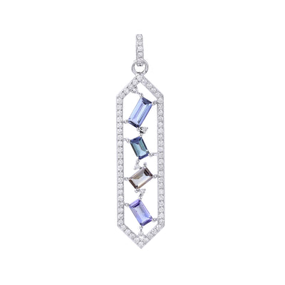 Nature's Tanzanite Charm 14K White Gold Pendant with Dazzling Diamonds