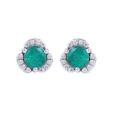 Majestic Emerald Fancy Studs In 14K White Gold Tiny Diamonds