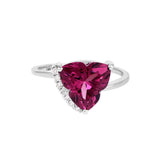Flower Cut Rhodolite 14k White Gold Statement Ring with Diamond Accents