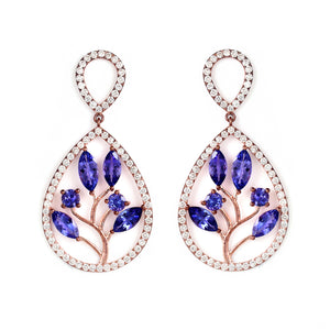 Nature's Inspired Gold Earring with Tanzanite & Diamonds