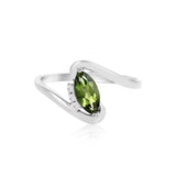 Marquise Green Tourmaline 14k Gold Infinity Twisted Ring with Diamonds