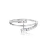 14K White Gold & Diamonds Spiral Ring