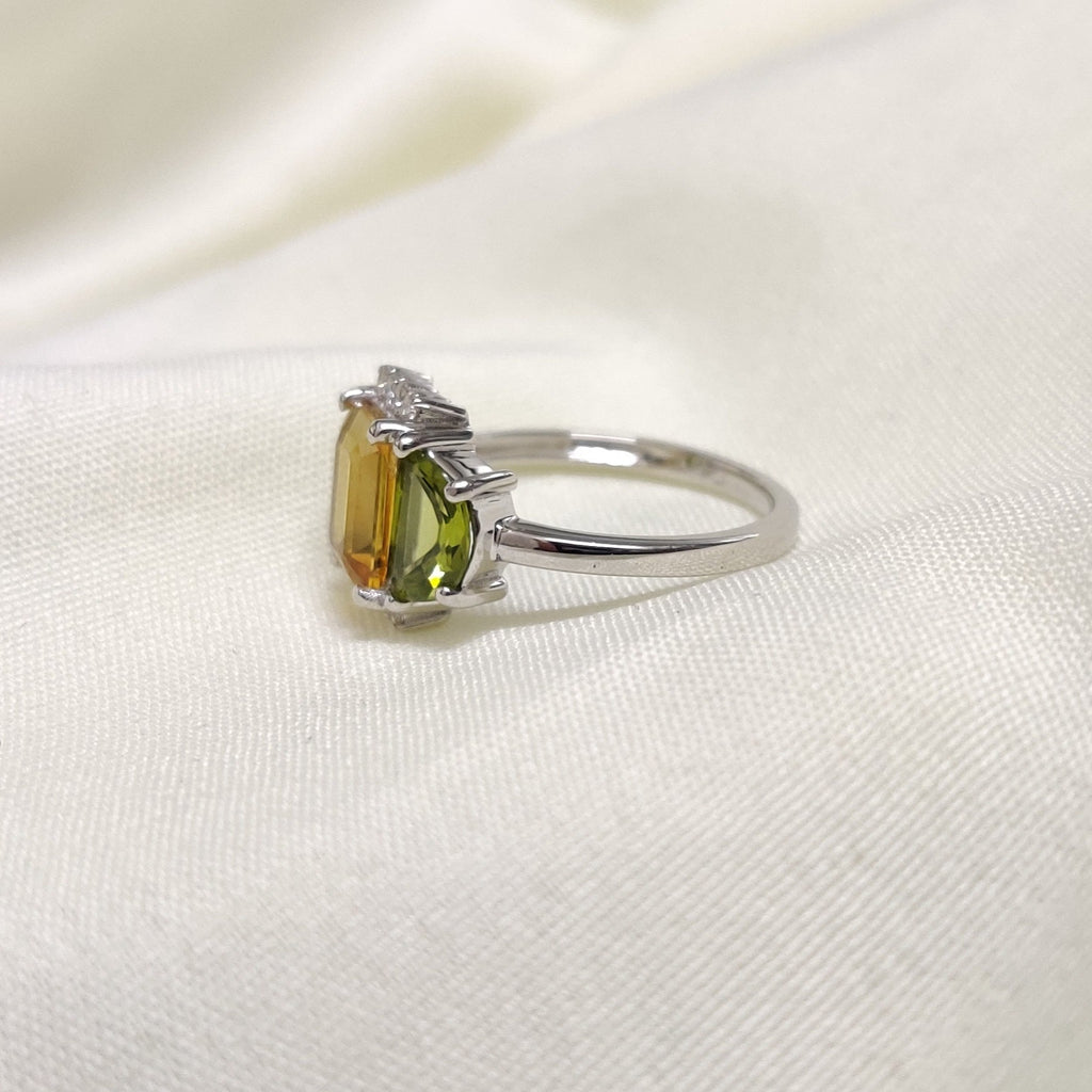 3.01Cts. Natural Citrine And Peridot 14k Gold Ring Jewelry