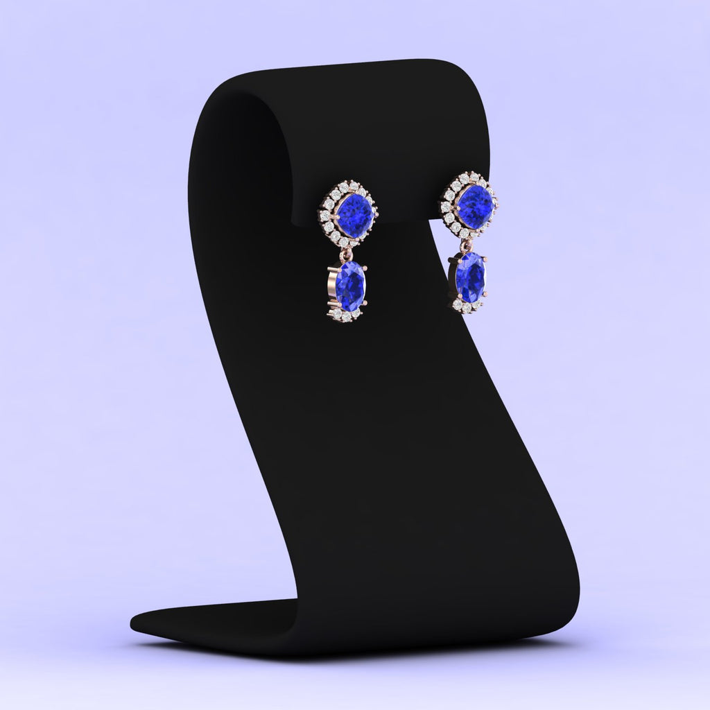 3.81 Cts. Tanzanite Solid Gold Stud Earring Jewelry