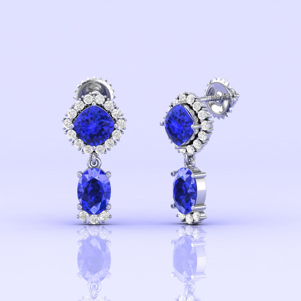 3.81 Cts. Tanzanite Solid Gold Stud Earring Jewelry