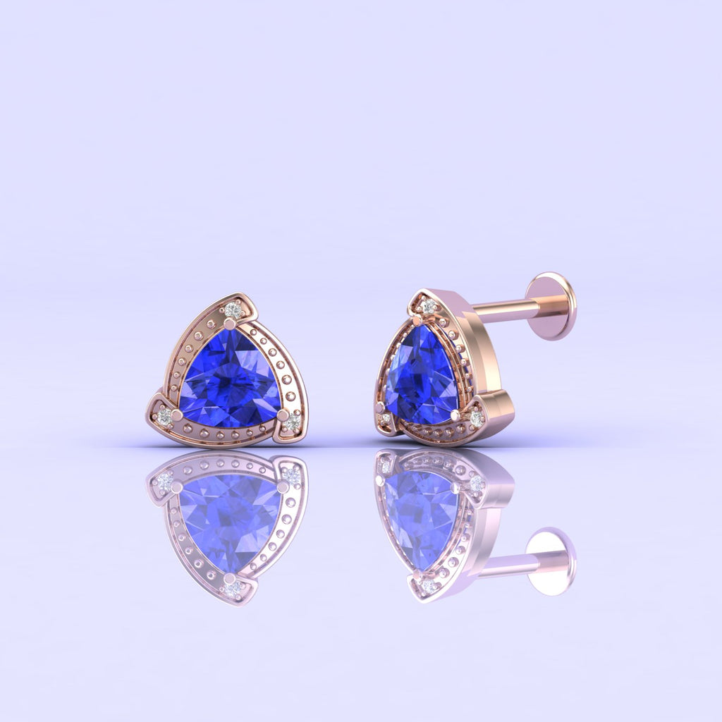 1.53 Cts. Tanzanite Solid Gold Stud Earrings