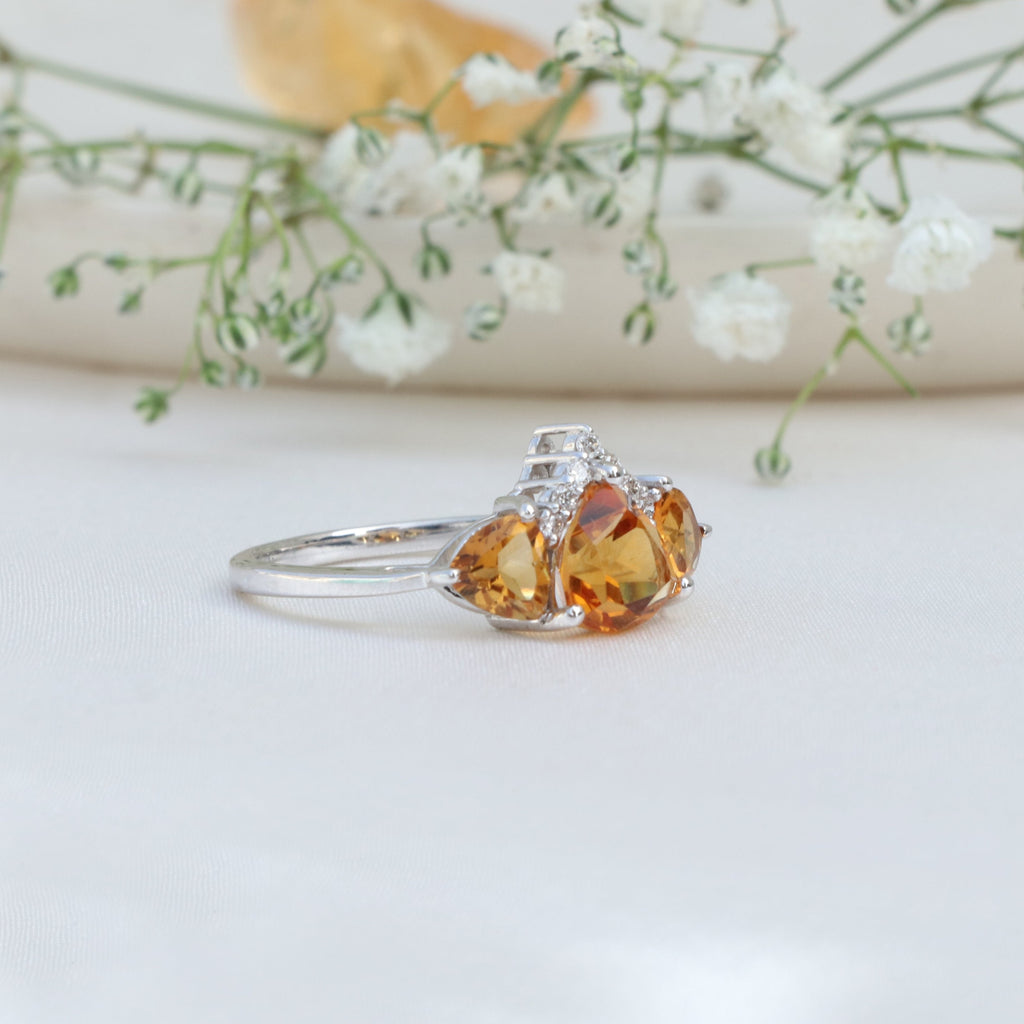 2.163Cts. Dainty Citrine 14k Gold Statement Ring Jewelry