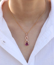 Load image into Gallery viewer, 3.206 Cts. Natural Rhodolite Garnet 14k Gold Statement Pendant Jewelry